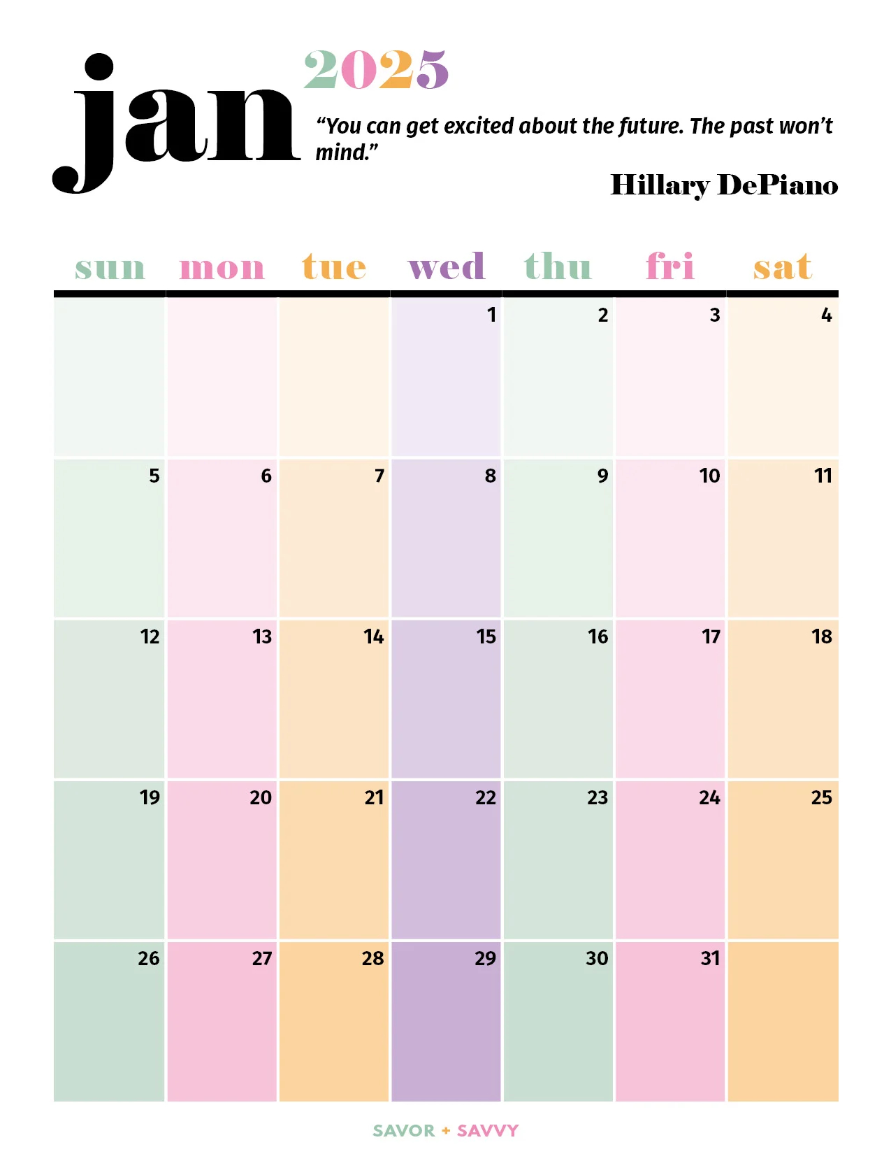 Motivational Calendar Printable 2025