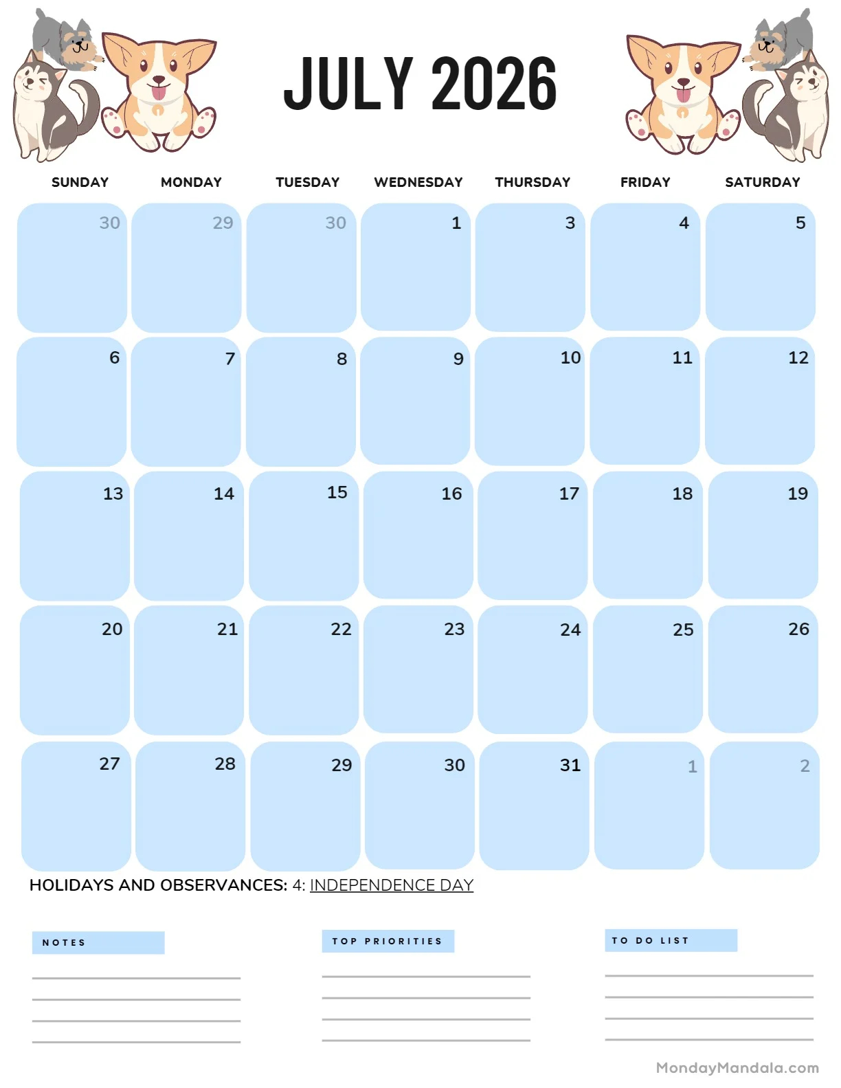 July 2026 Calendars 52 Free PDF Printables 