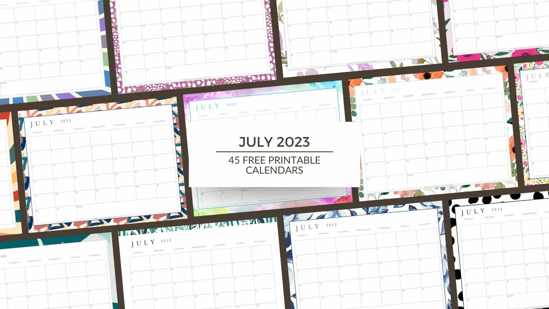 July Calendar Free Printable