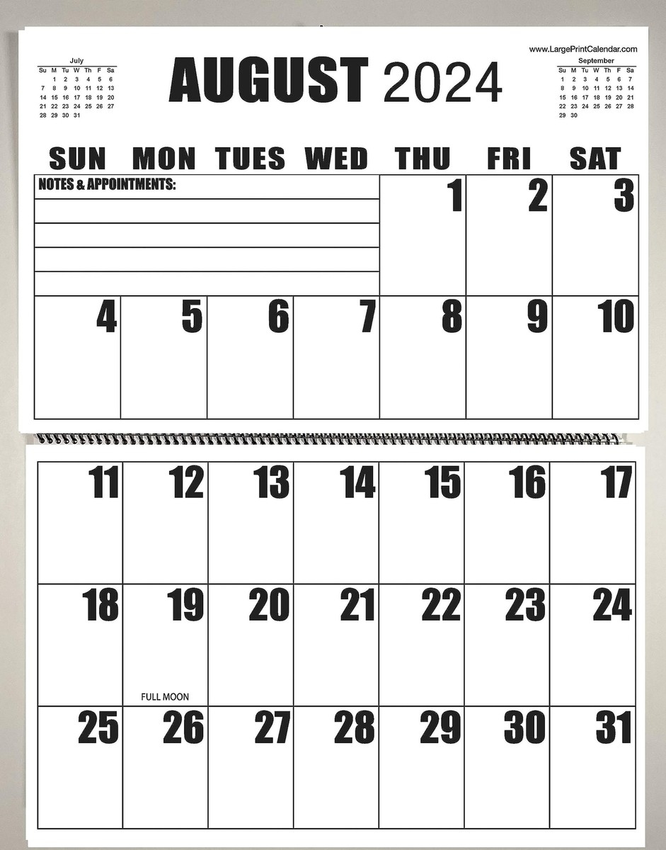 Jumbo Large Print 2024 Wall Calendar 13 months January 2024 To Januar EBay