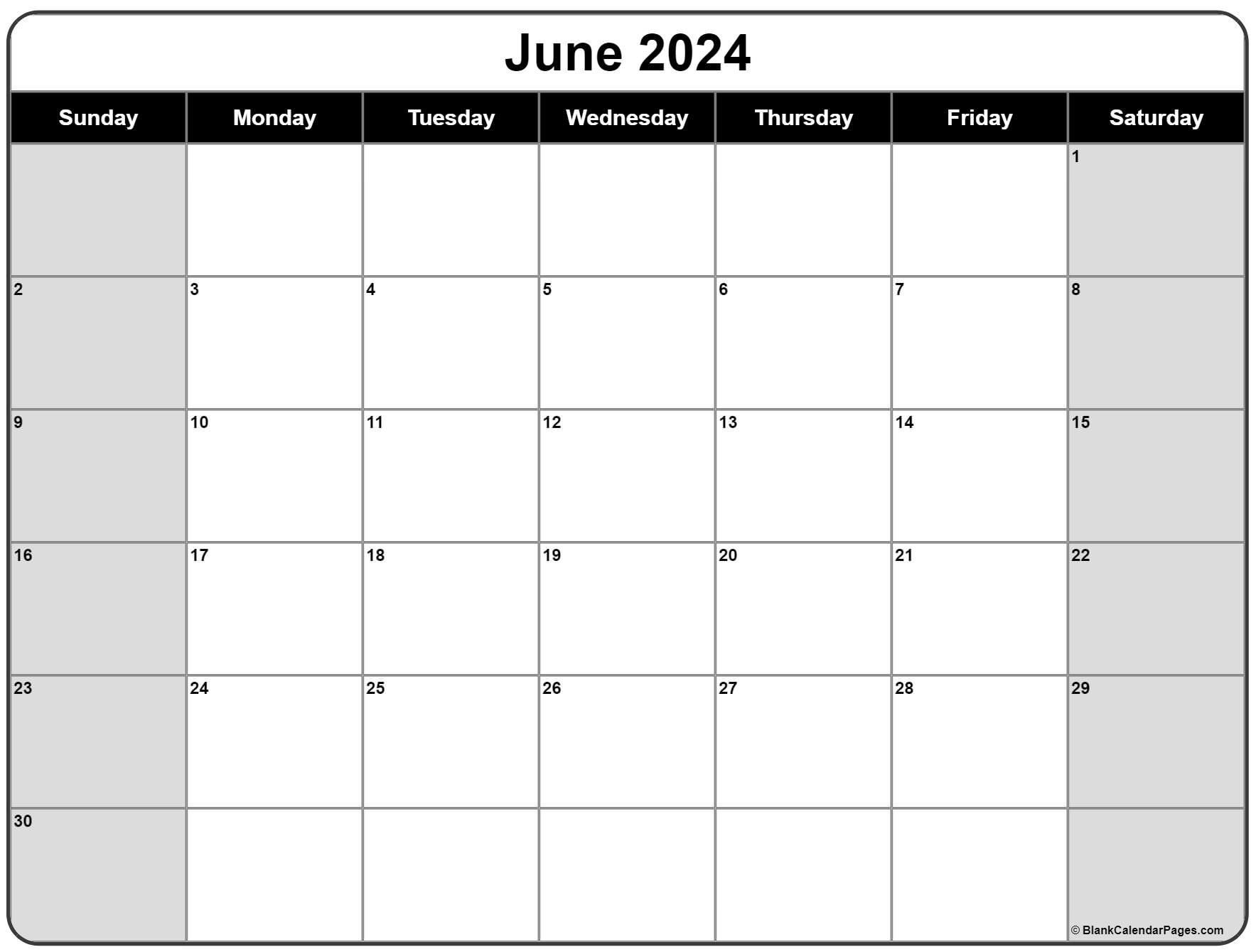 June 2024 Calendar Free Printable Calendars