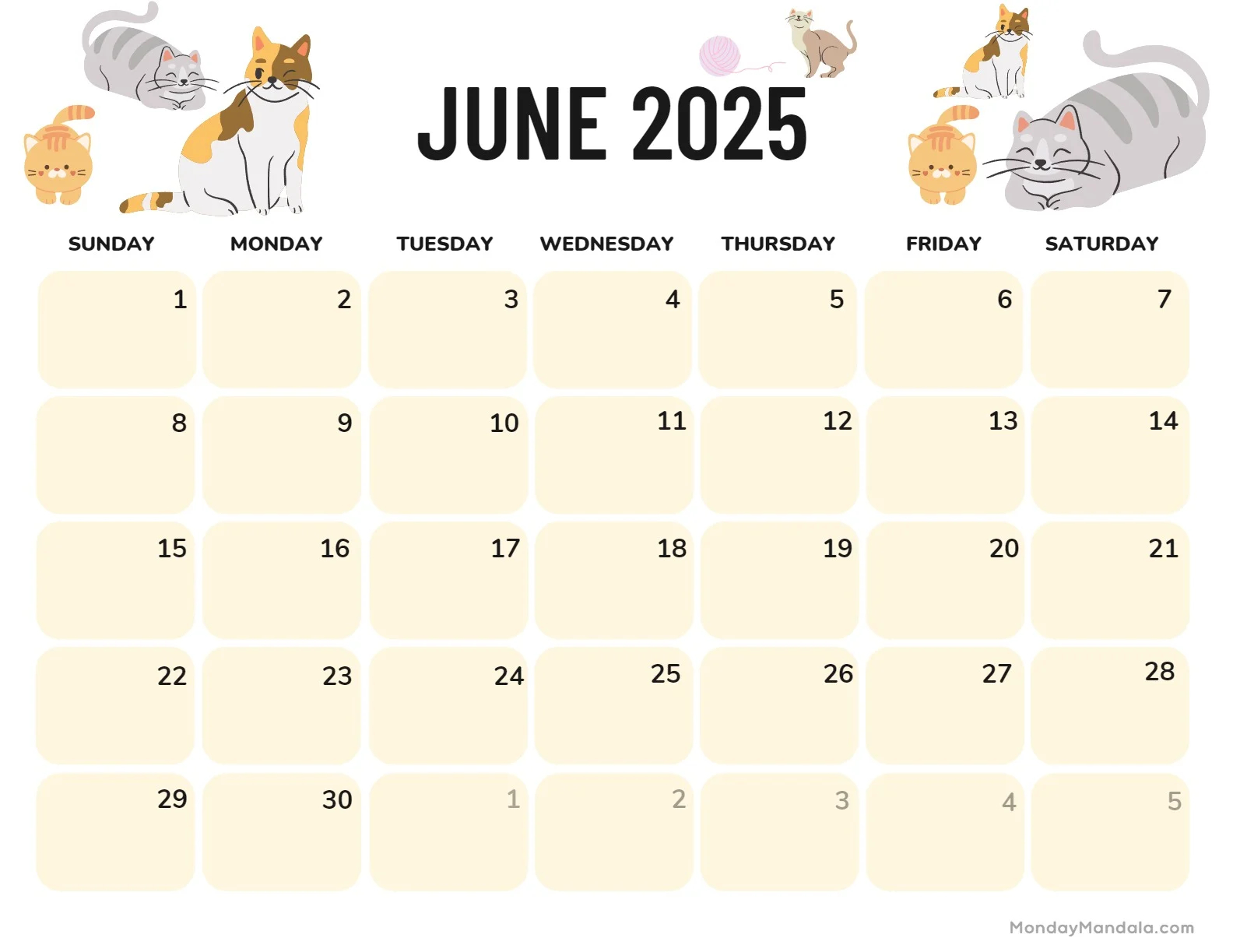 June 2025 Calendar 52 Free PDF Printables 