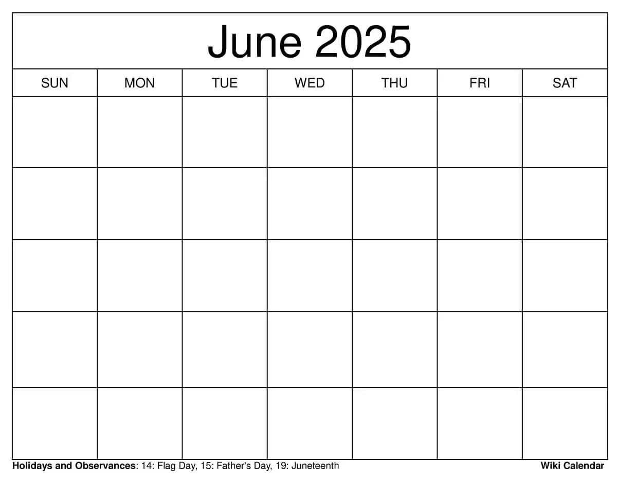 Large Printable Calendar 2025 With Holidays