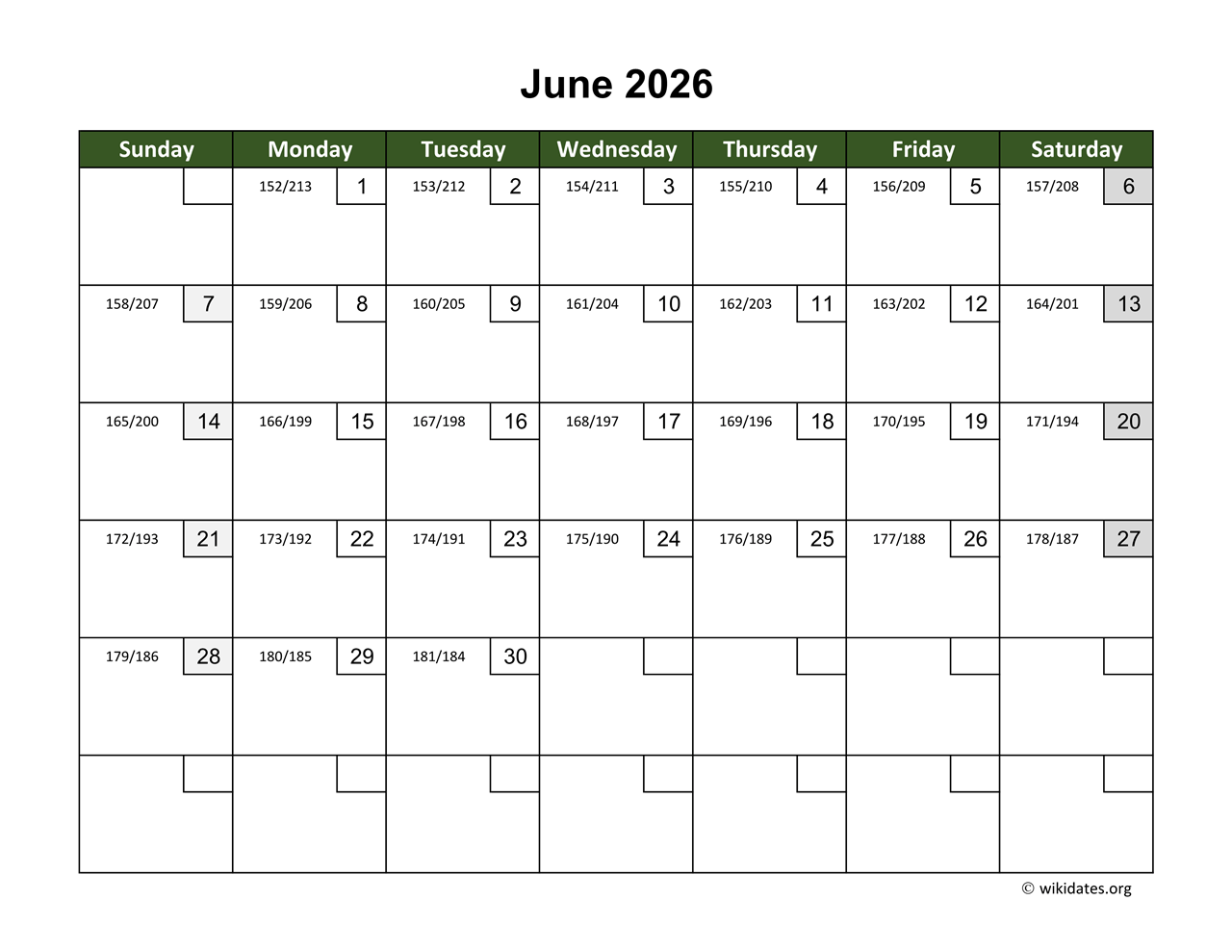 Printable Calendar For June 2026 With Holidays Printable Calendar For June 2026 With Holidays