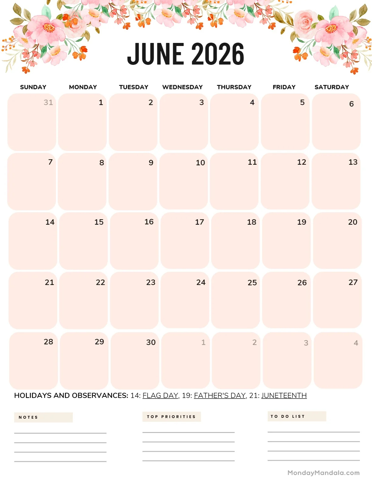 June 2026 Calendars 52 Free PDF Printables 