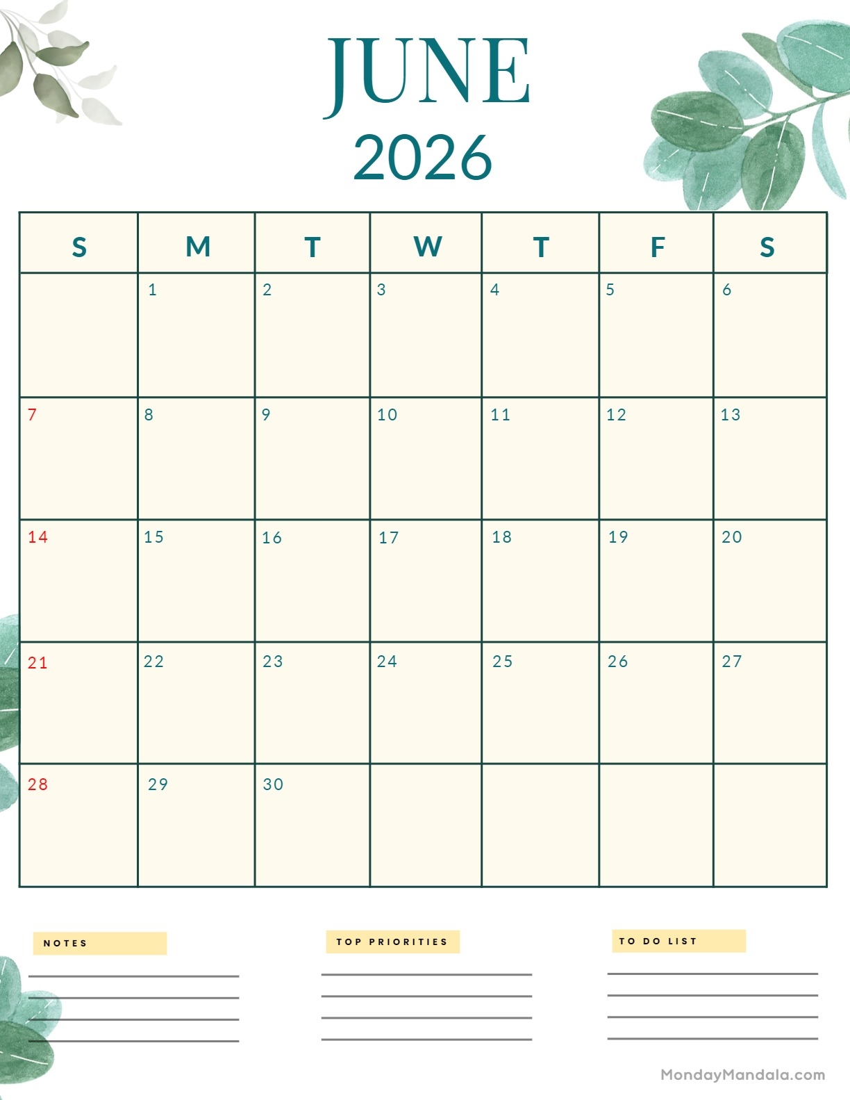 June 2026 Calendars 52 Free PDF Printables 