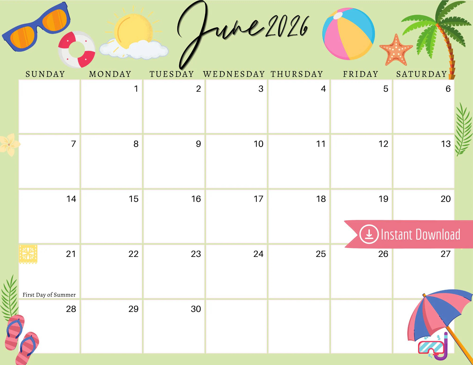 Printable Calendar Junio 2026