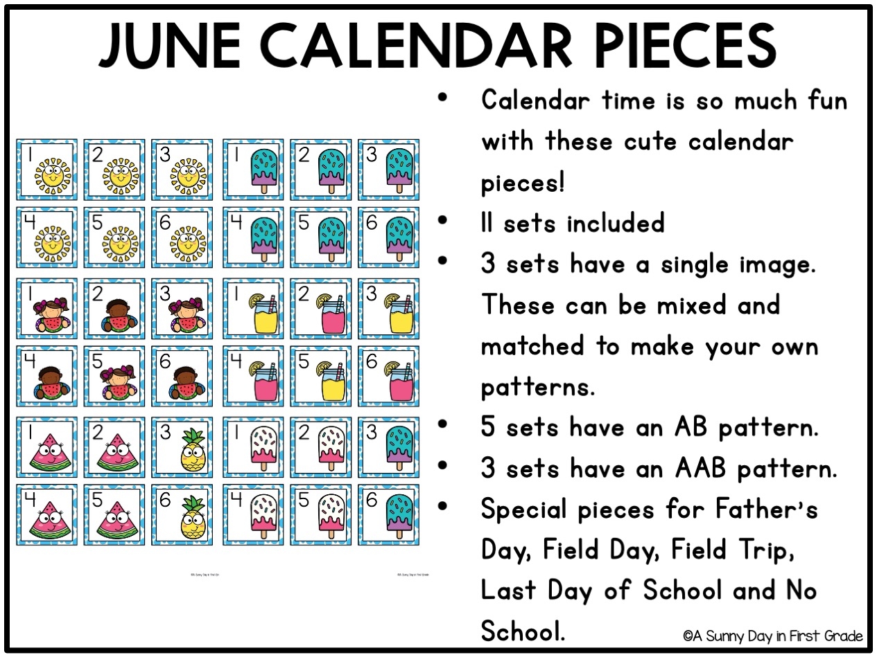 June Calendar Pieces Made By Teachers