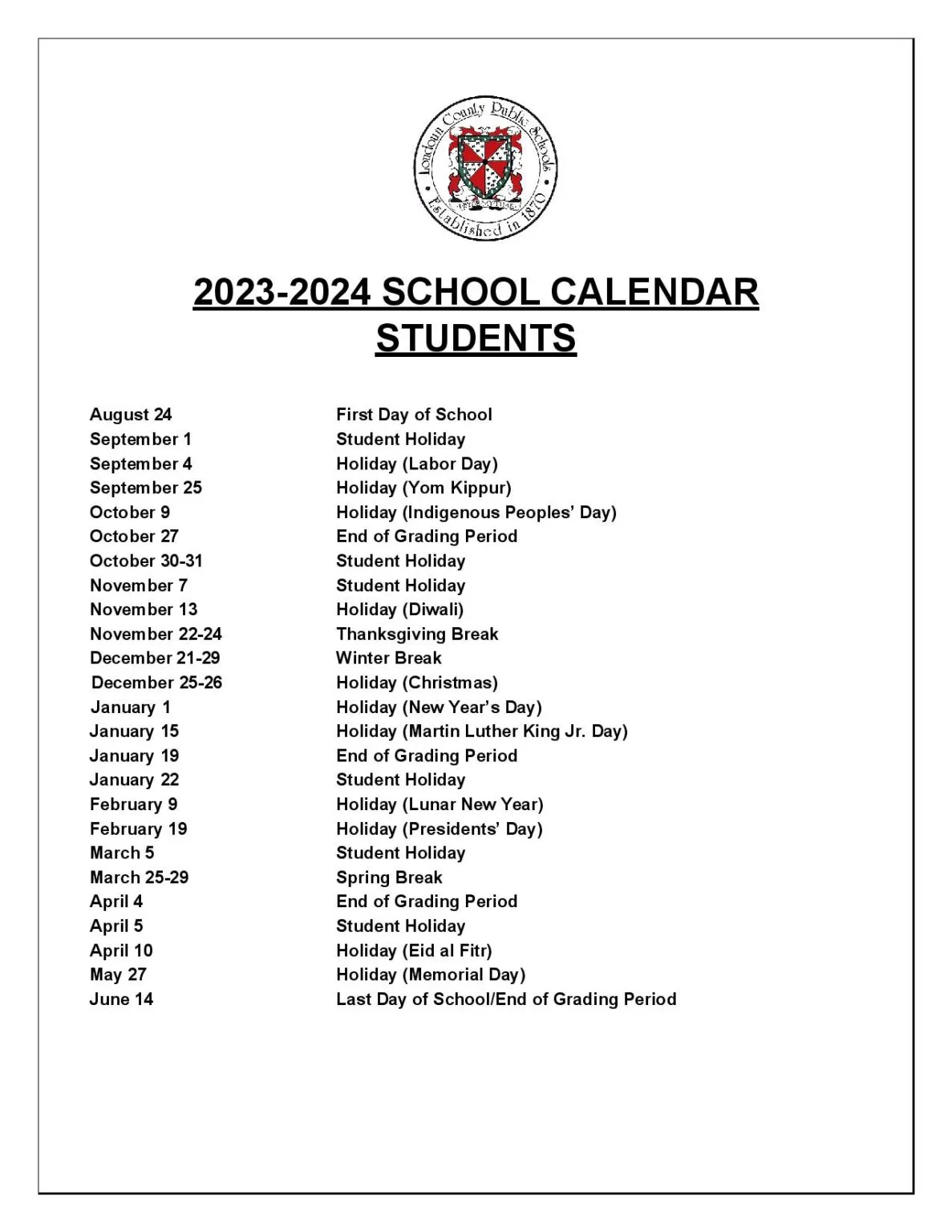 Lcps Student Calendar 202425 Calendar Planning Tips