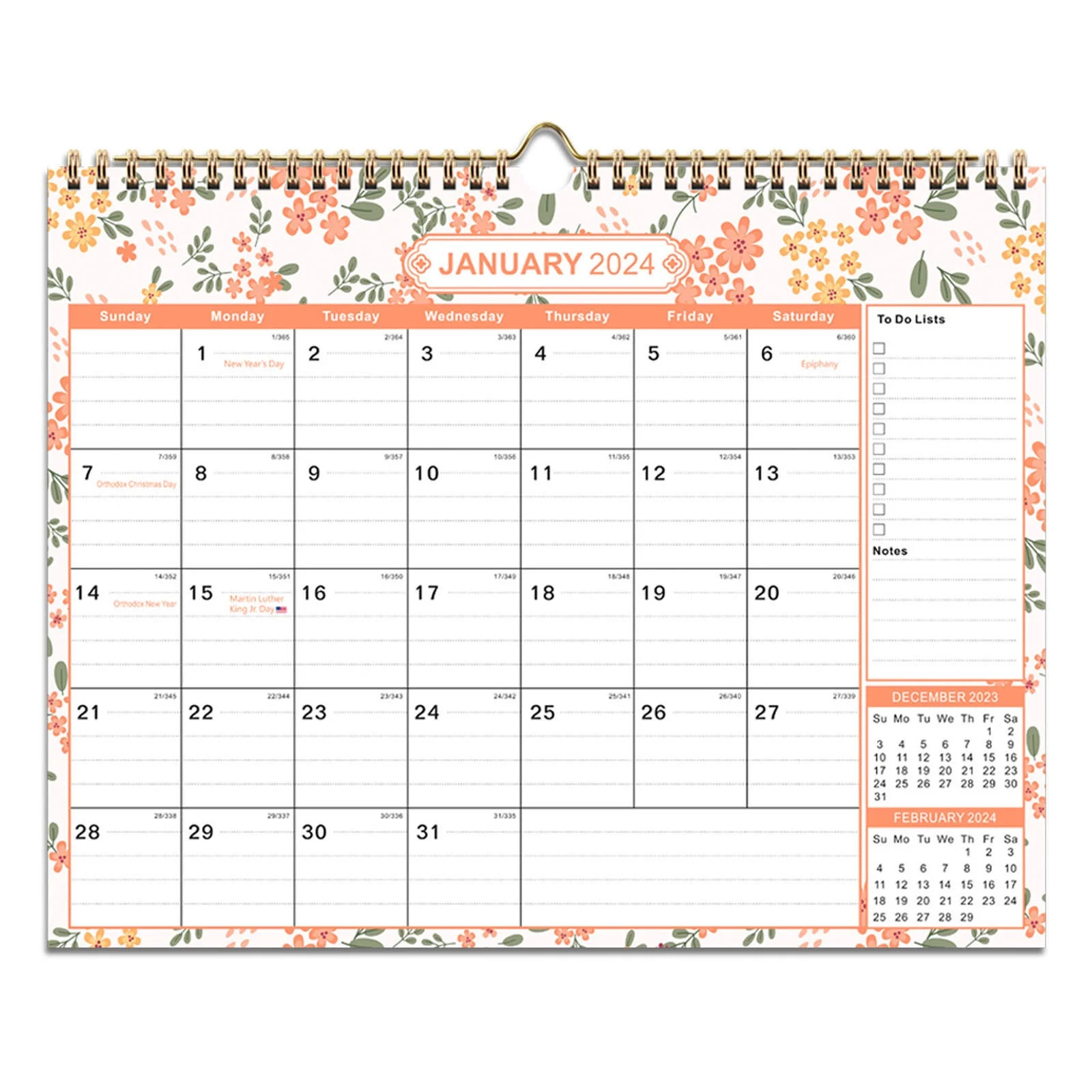 Lilgiuy Wall Calendar 2024 2025 12 X 15 Medium Size Double Wire Binding Monthly Calendar Jan 2024 Jun 2025 Ruled Blocks To do List Notes Office Supplies New Year Gifts Walmart