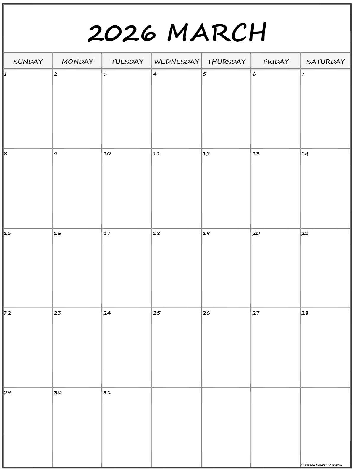 Free March 2026 Calendar Printable