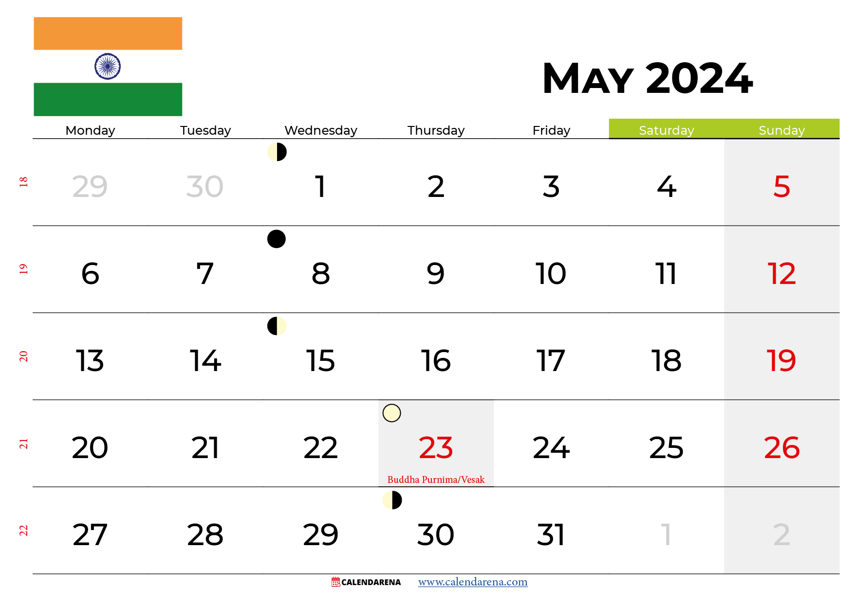 May 2024 Calendar India