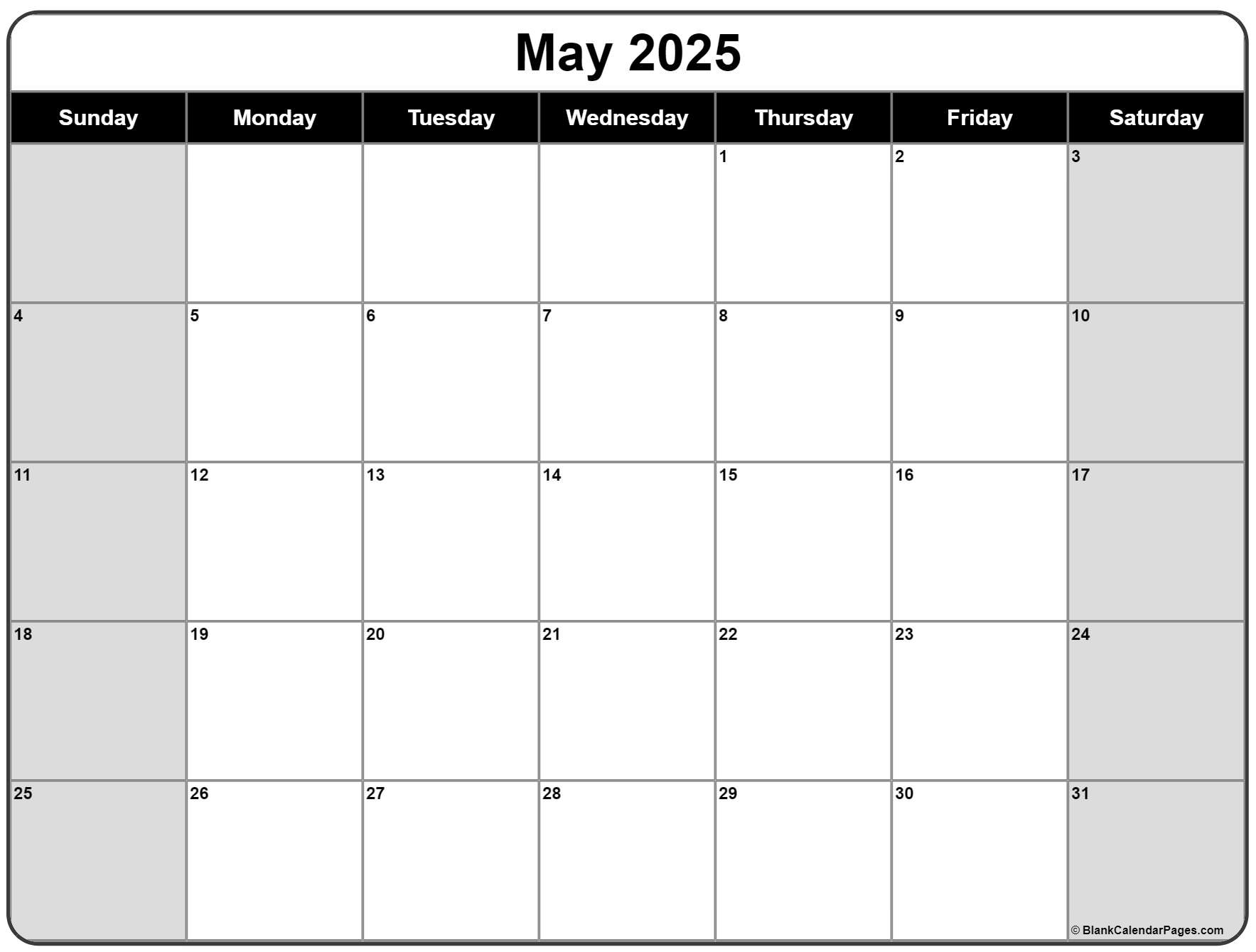 May 2025 Calendar Free Printable Calendars May 2025 Calendar Free Printable Calendars