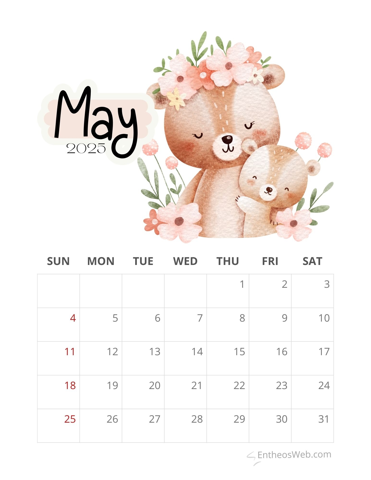 May 2025 Calendar Printables EntheosWeb