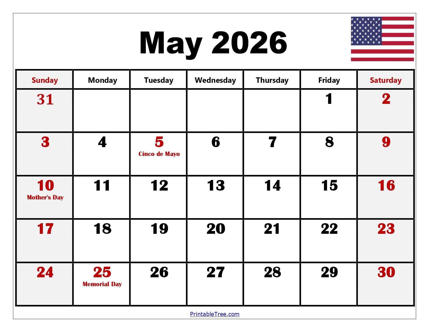 August 2025 May 2026 Calendar Printable