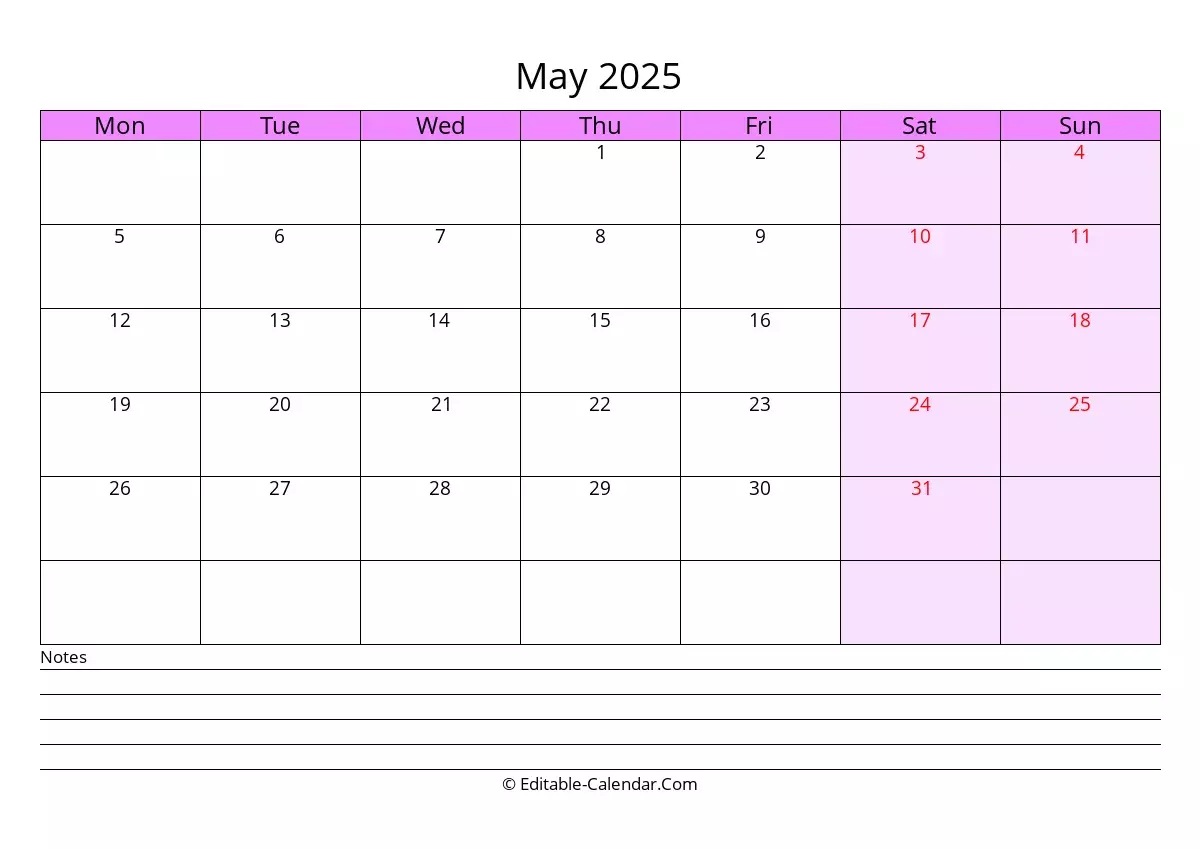 Printable And Editable Calendars 2025