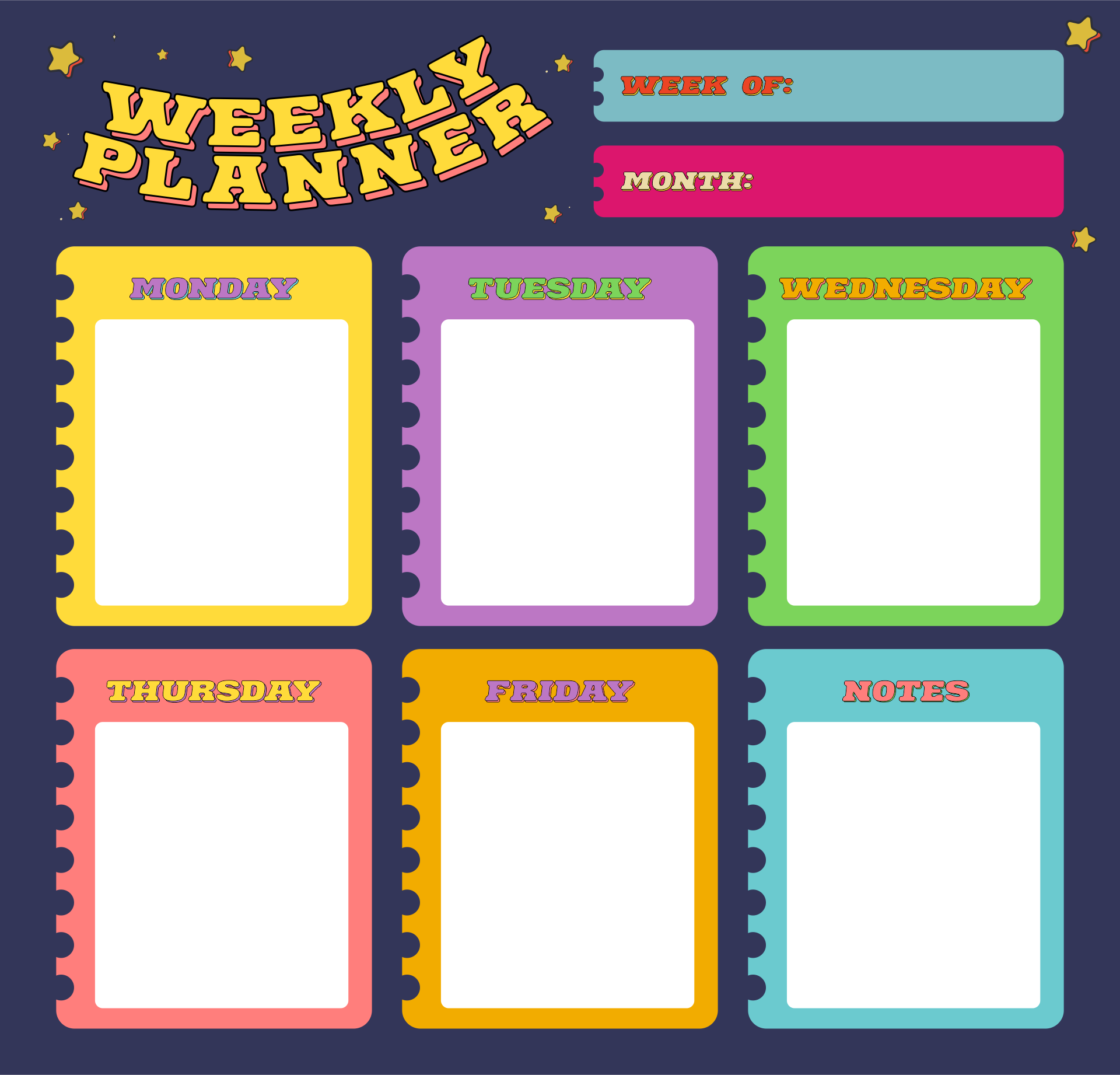 Monday Through Friday Planner 11 Free PDF Printables Printablee
