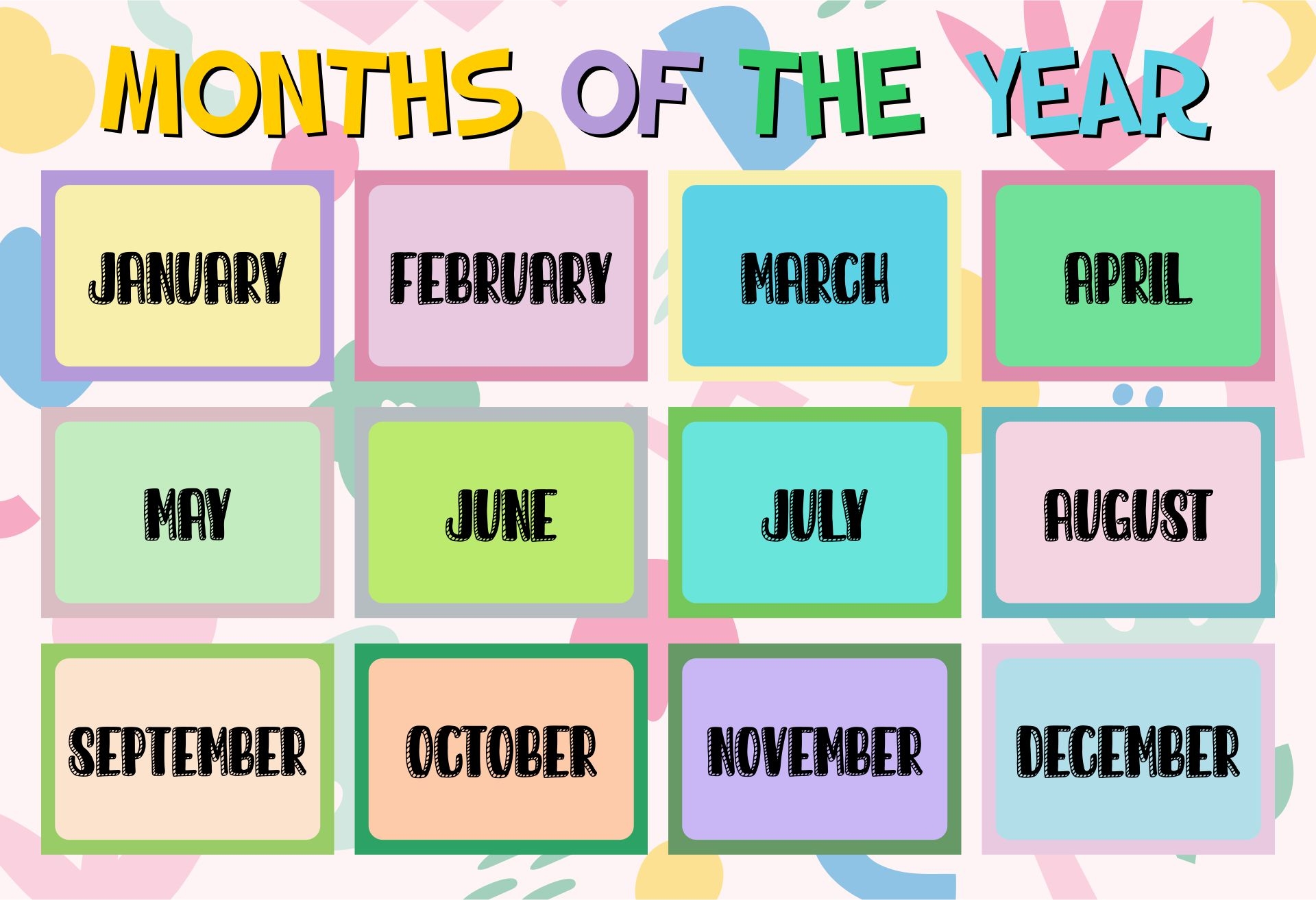 Free Printable Calendar Month Names