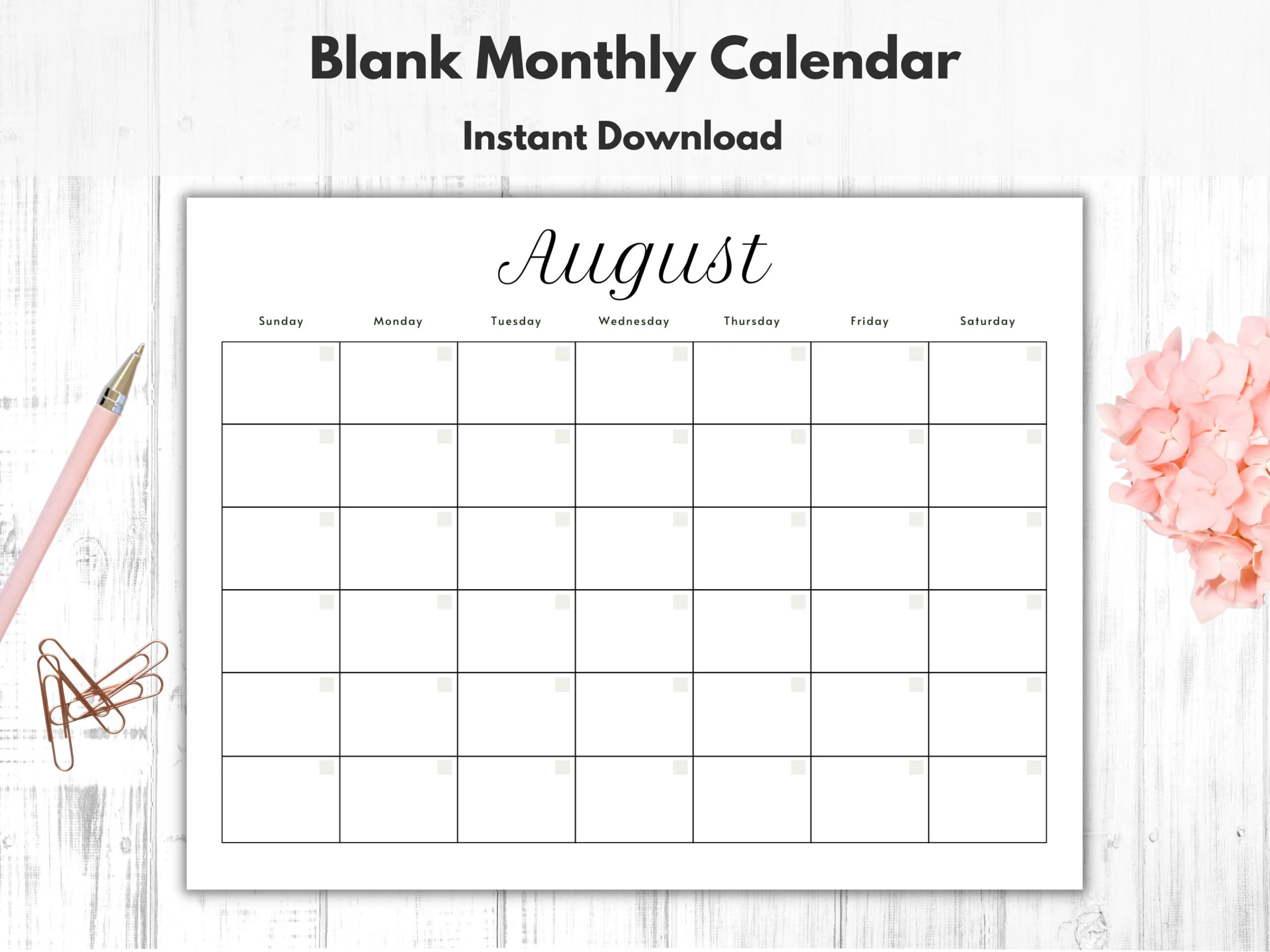 Printable Blank Calendar Templates