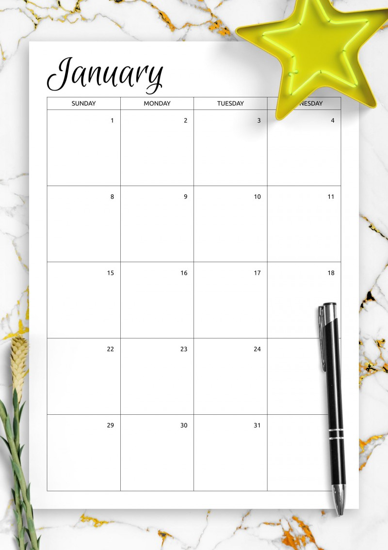 Monthly Calendar Template Download PDF