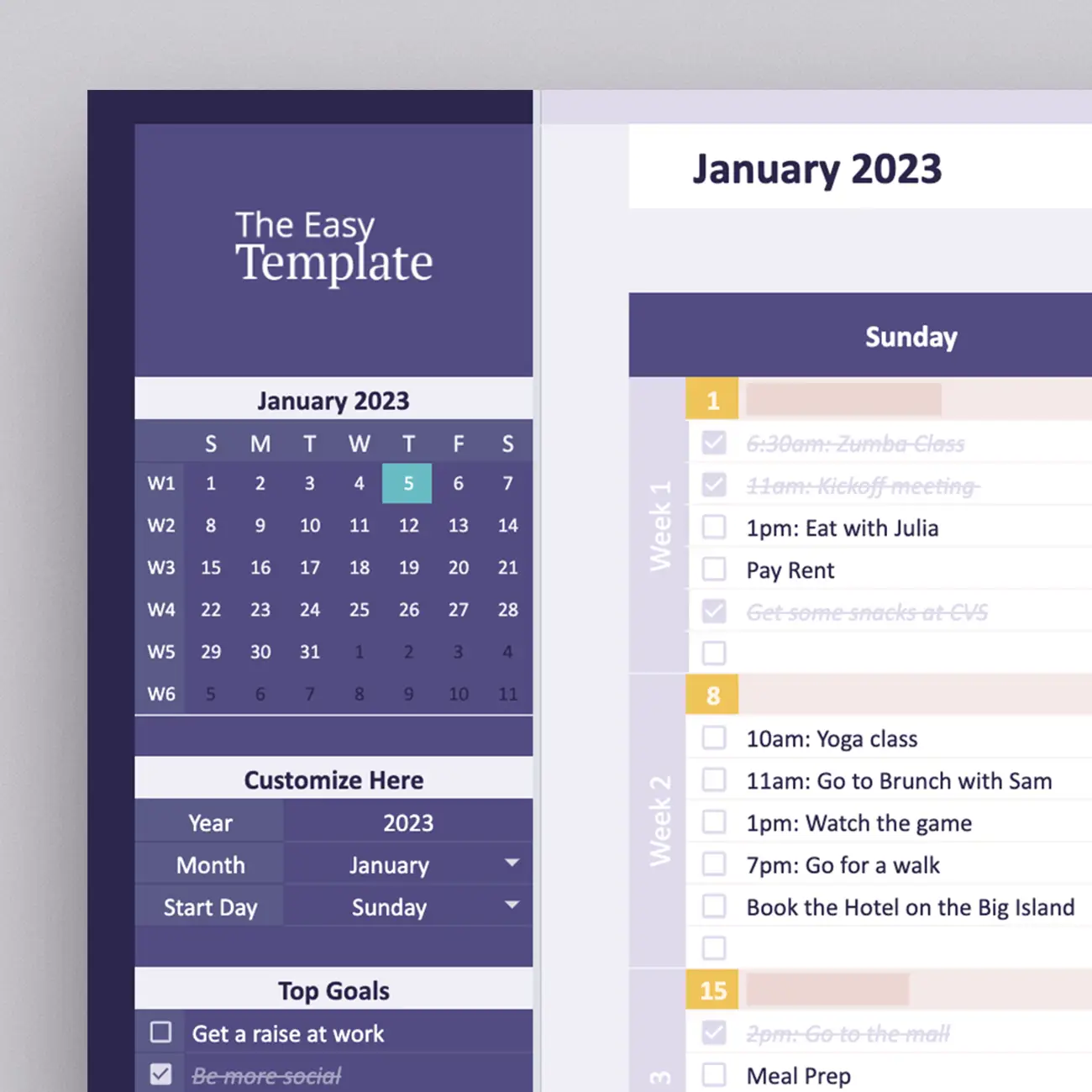 Monthly Calendar Template TheEasyTemplate