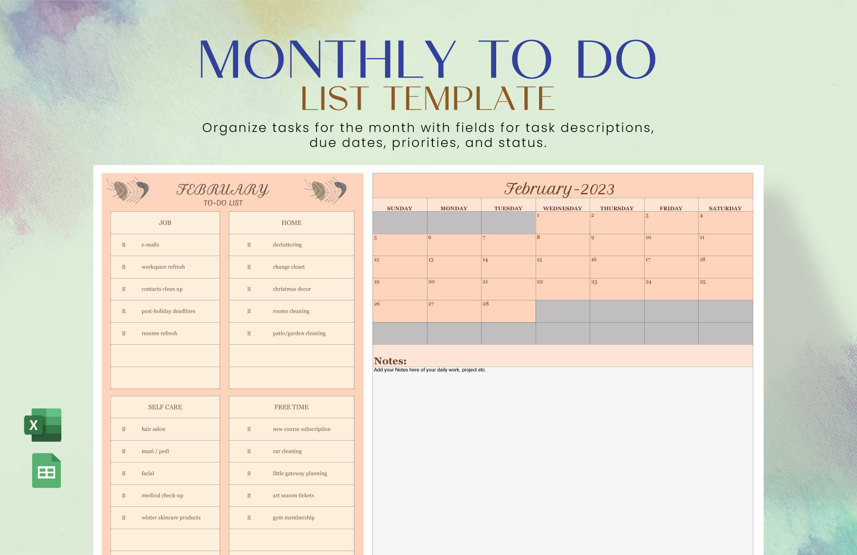 Monthly To Do List In Excel Google Sheets To Download Template