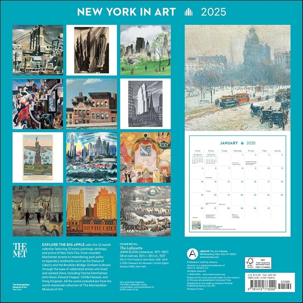 New York In Art 2025 Wall Calendar The Metropolitan Museum Of Art 9781419773099 Amazon Books