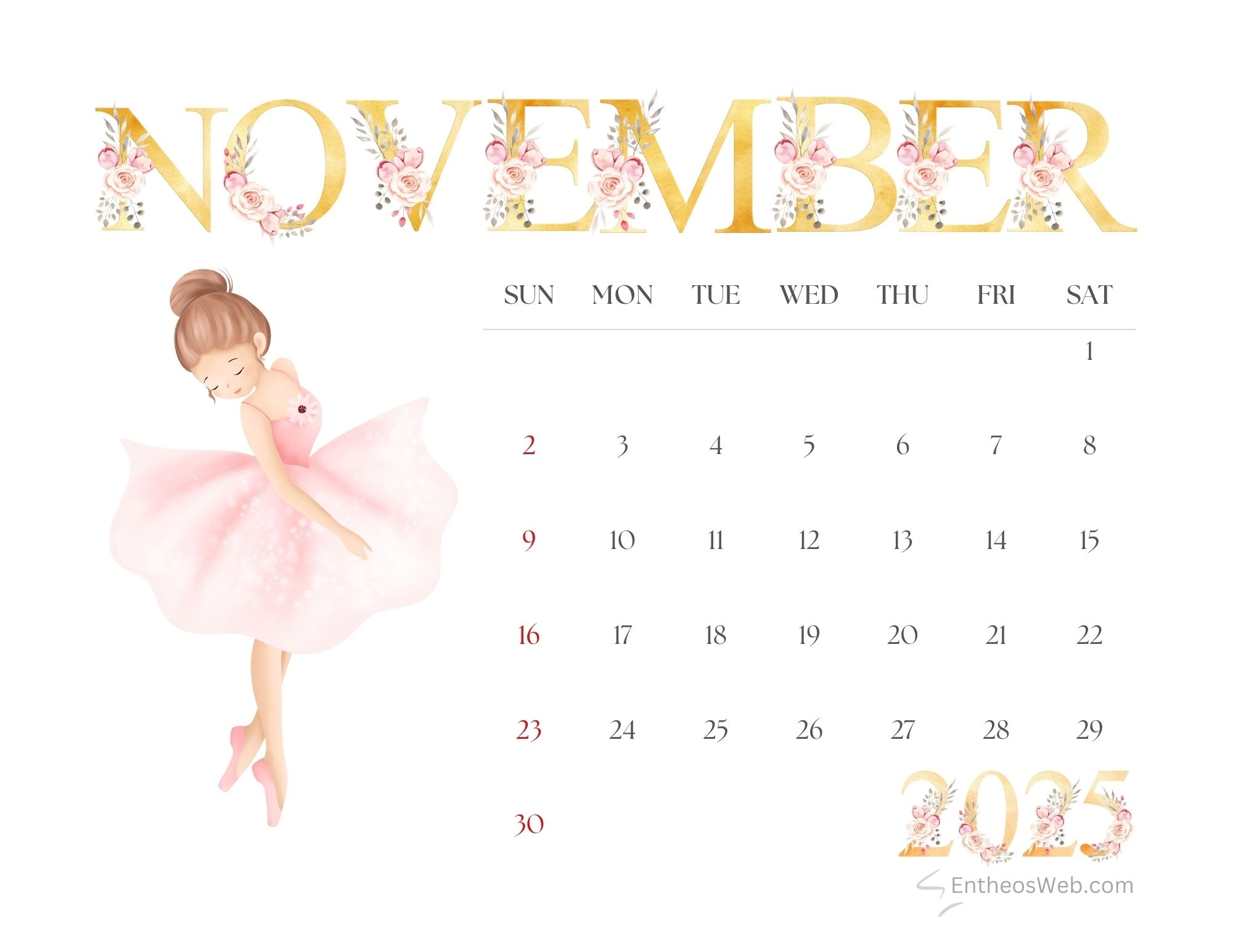 Printable Calendar Template November 2025