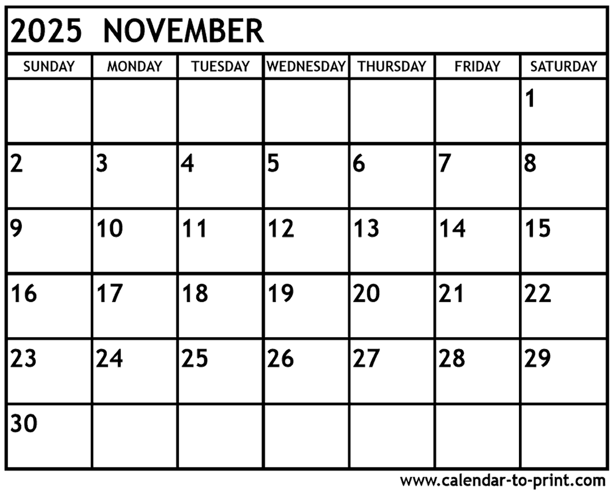November Calendar 2025 Calendar Planning Tips