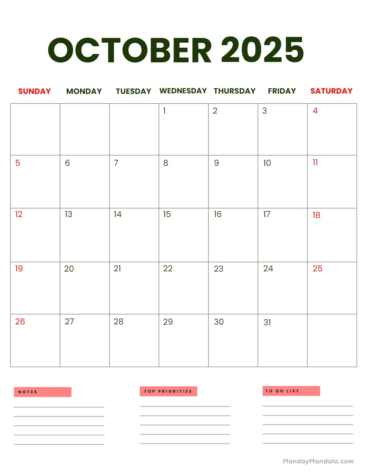 october 2025 calendar 52 free pdf printables