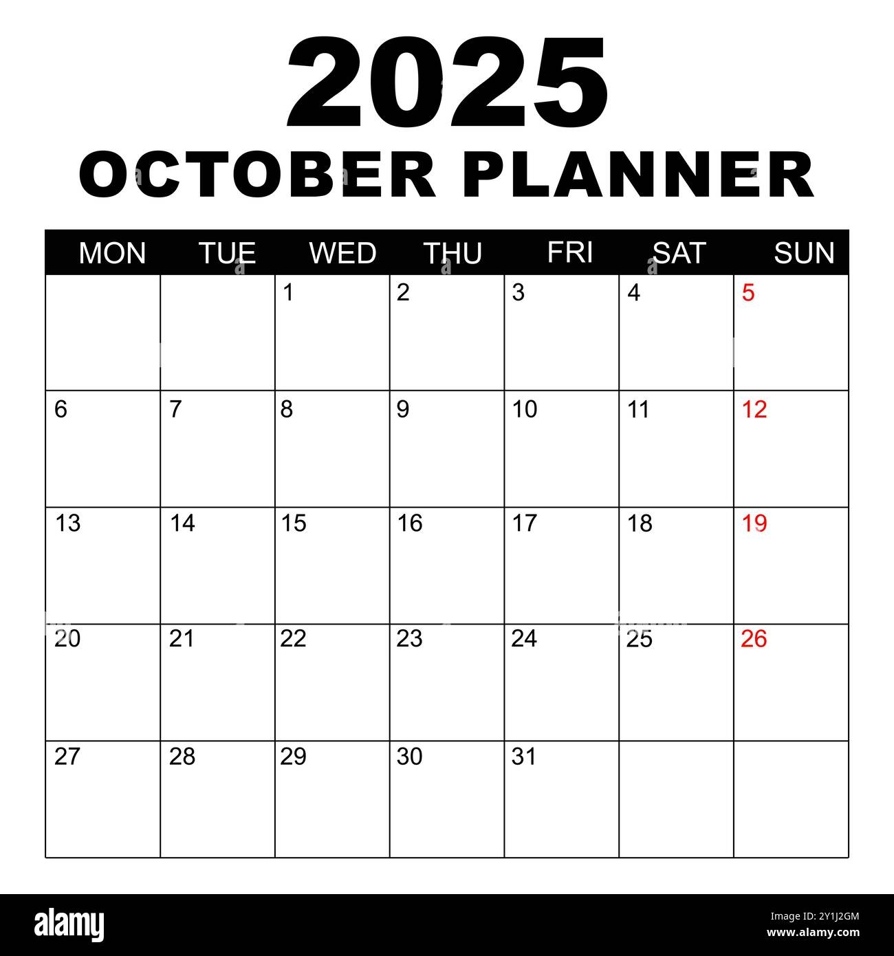 Blank Calendar October 2025 Printable