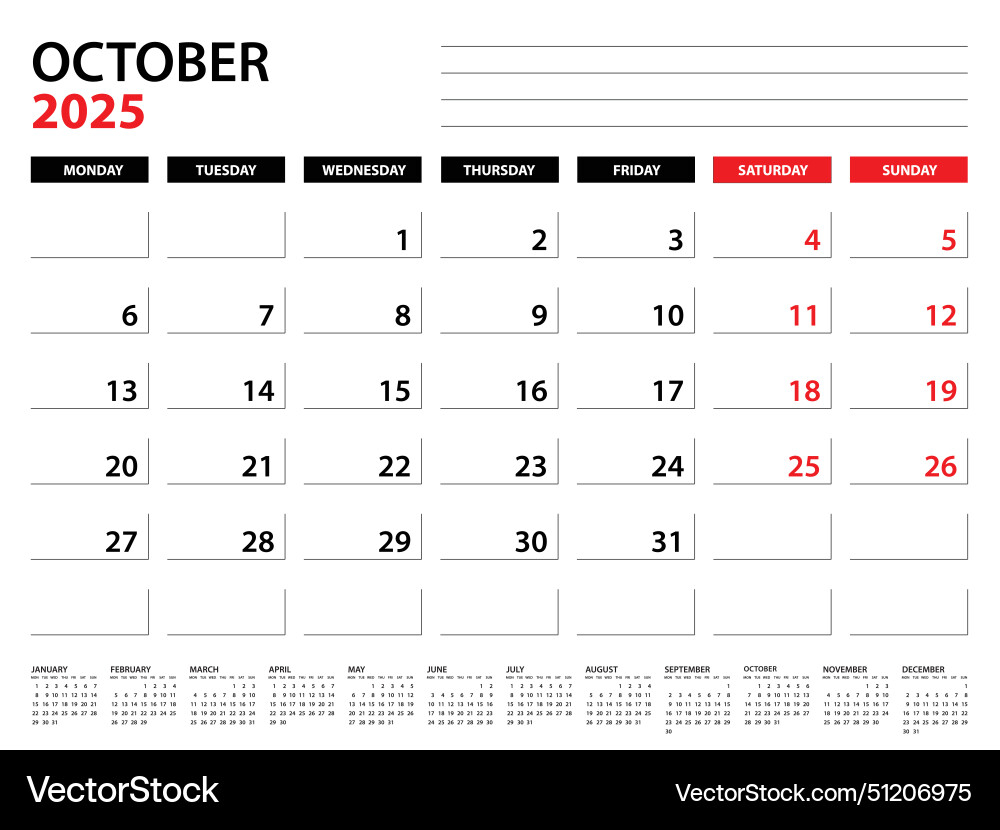 Printable Calendar October 2025 Planner