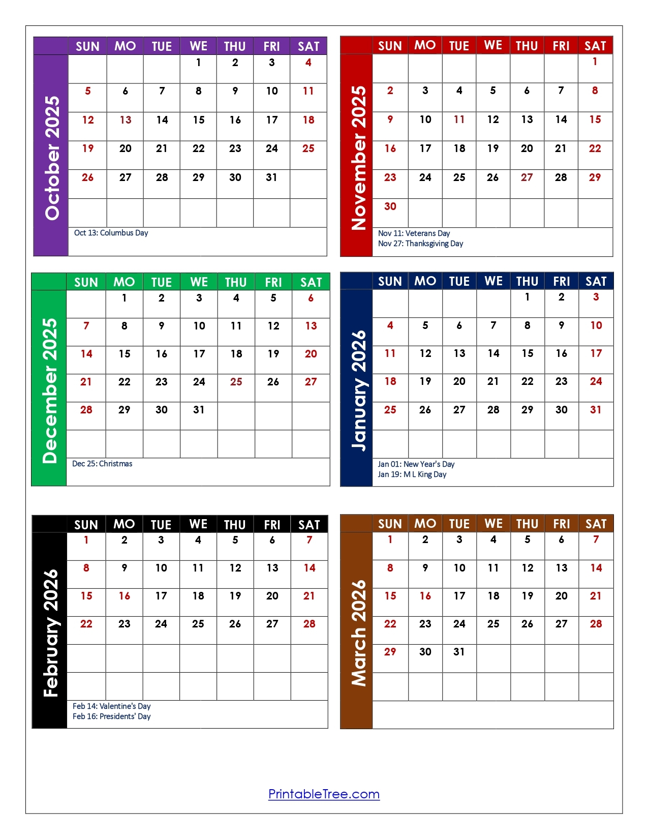 2026 March Calendar Printable