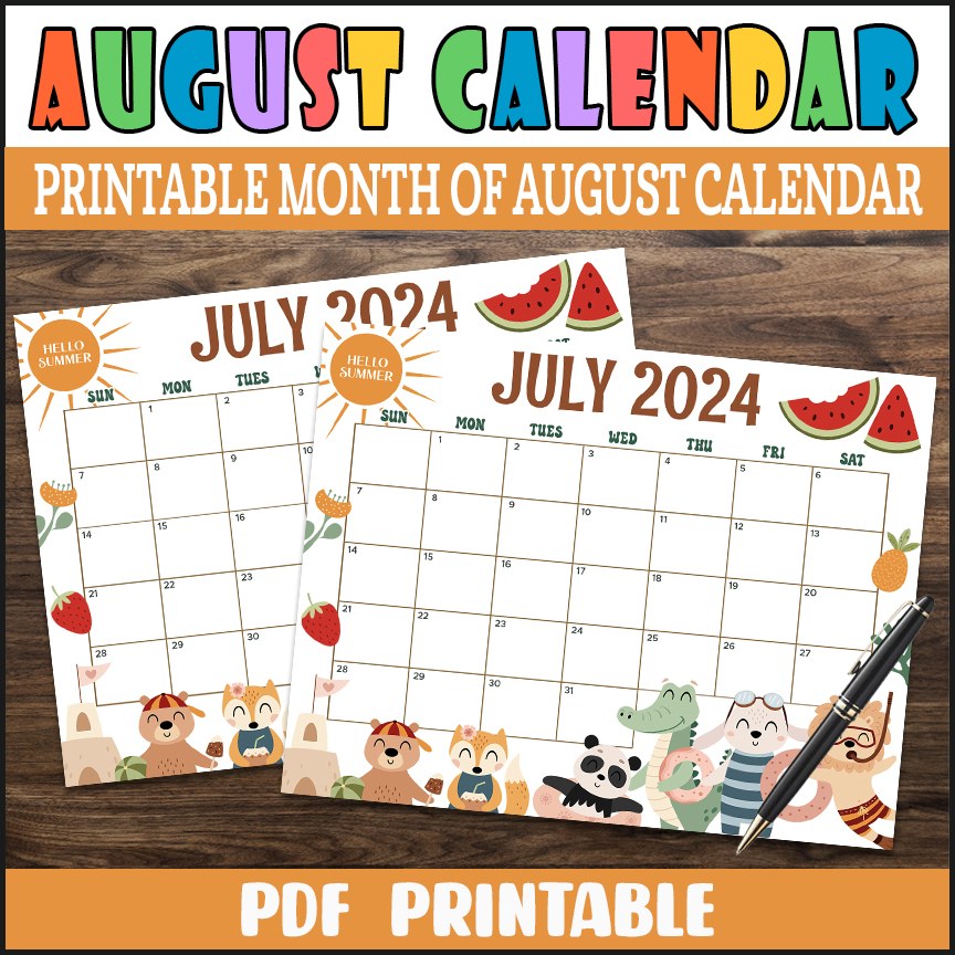 Printable Calendar July And August