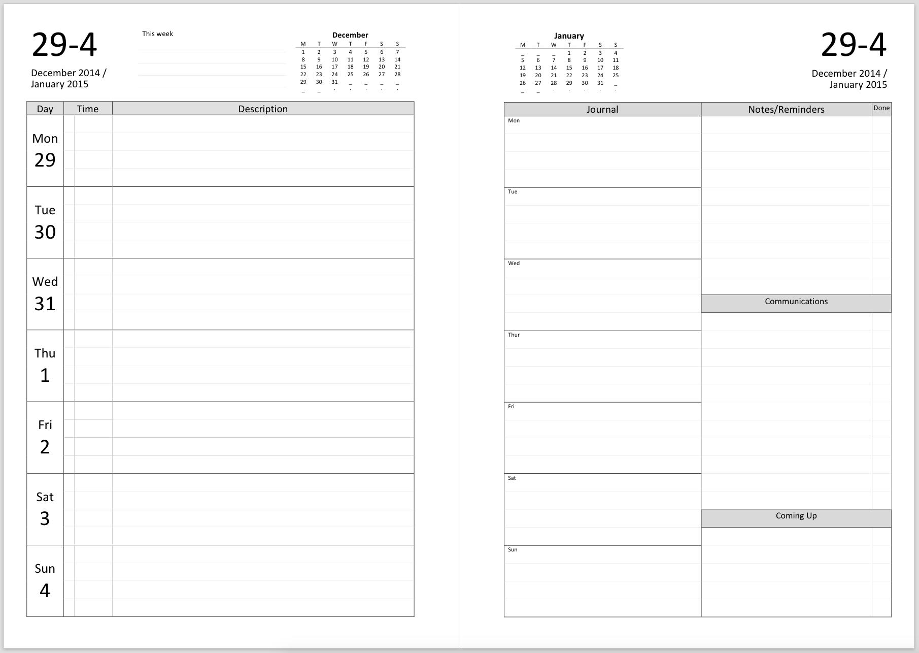 Microsoft 2 Page Printable Calendars