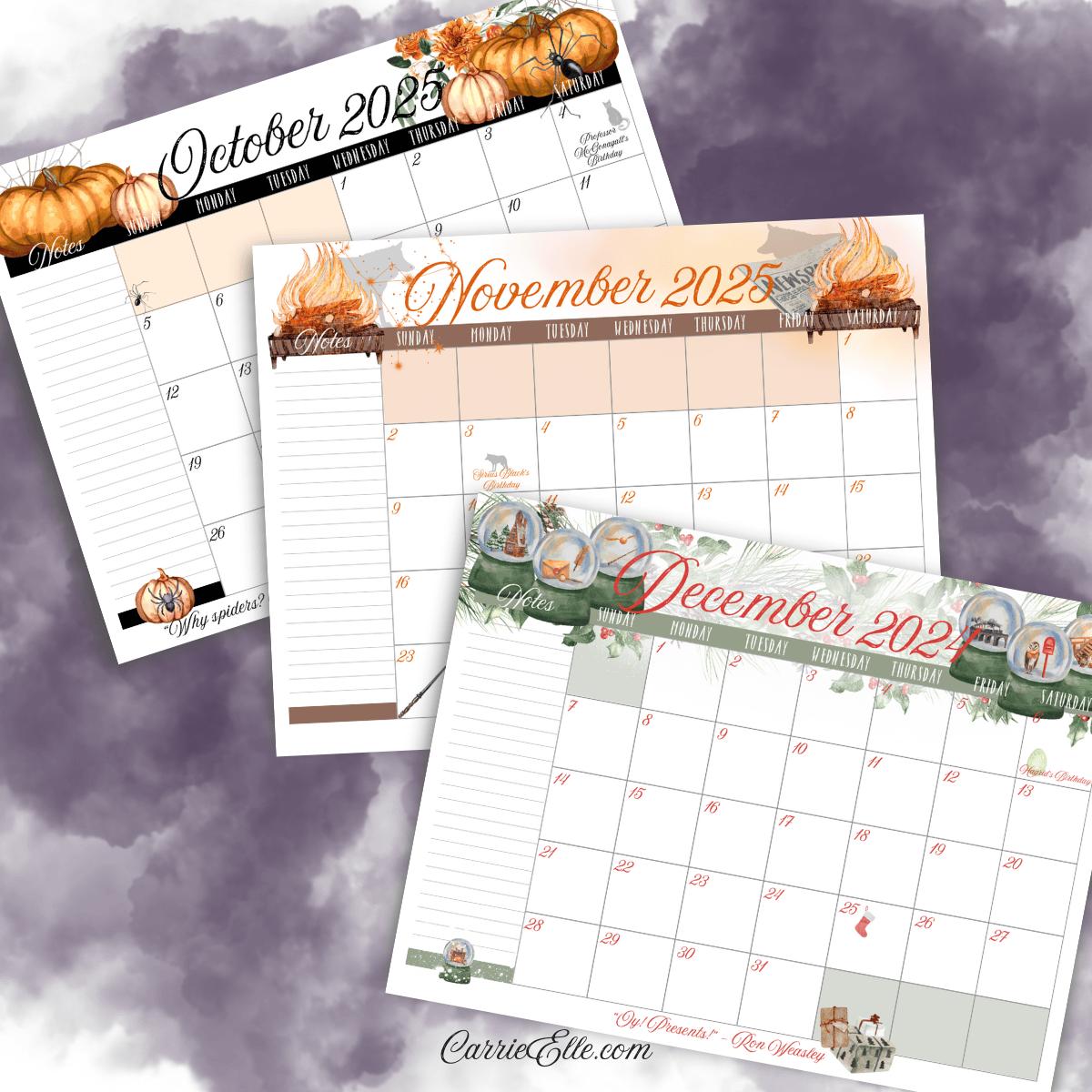 Printable 2025 Harry Potter Calendar