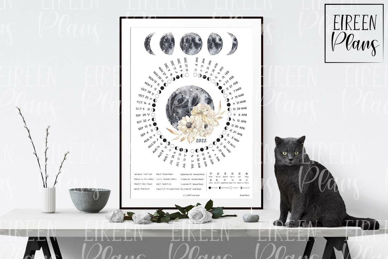 Printable 2023 Moon Phases Calendar With Zodiac 1330538 