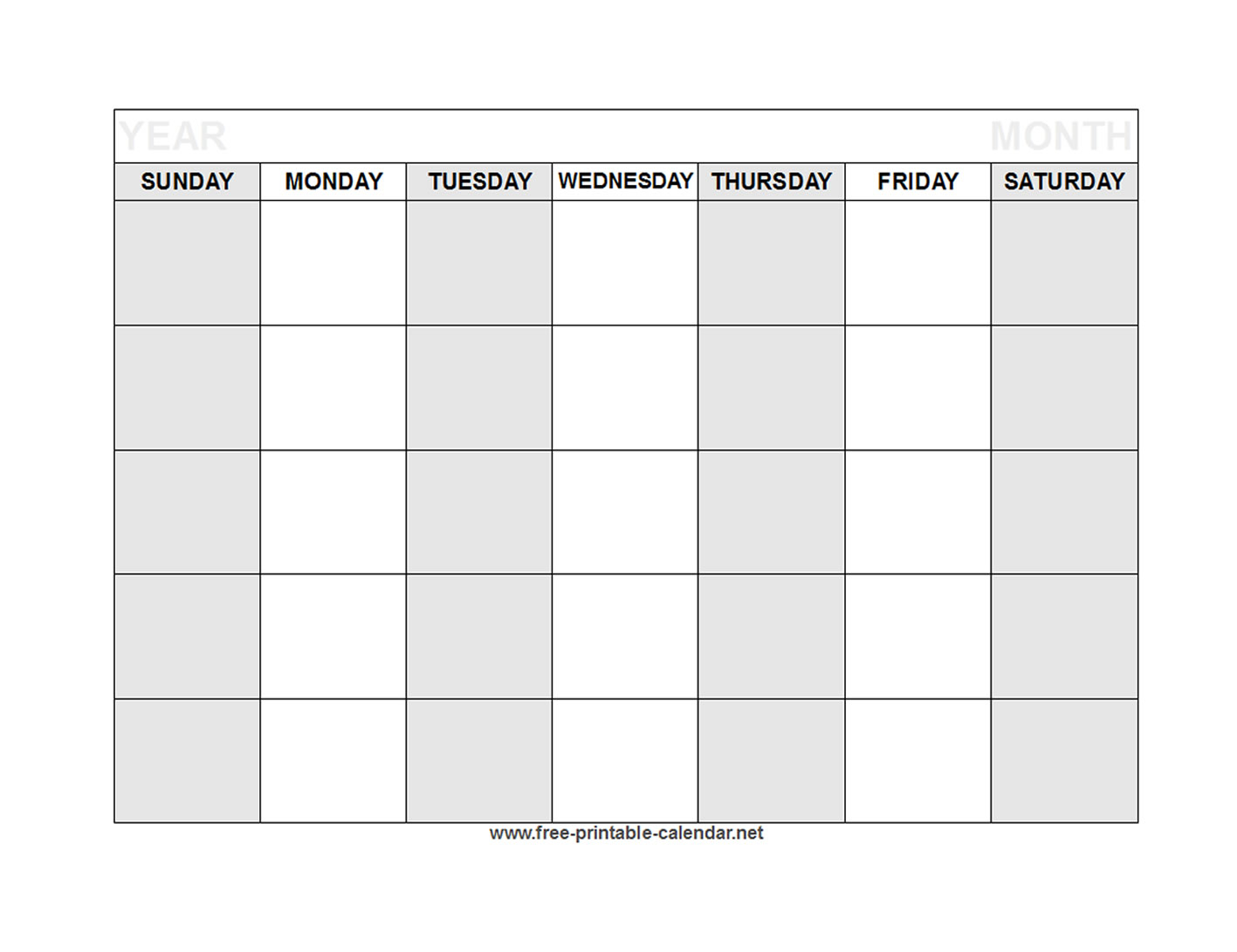 printable blank calendar