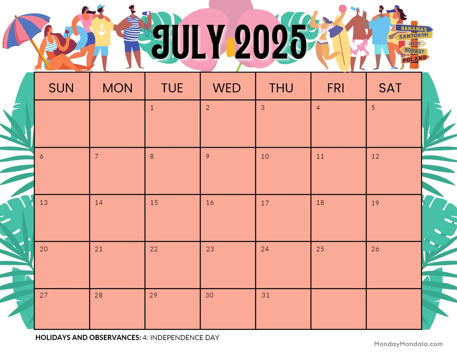 Printable 2025-2026 Calendar With Holidays Half Page Sie
