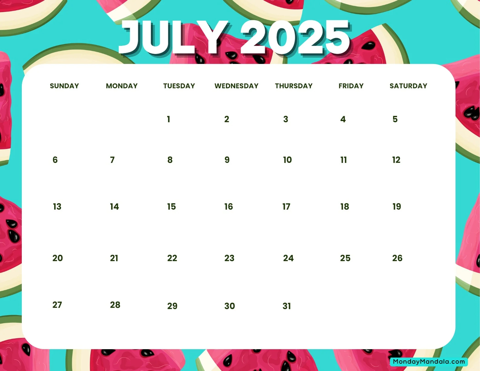 2025-26 Calendar Printable Free