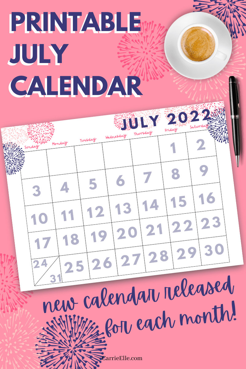Printable Calendar Month July