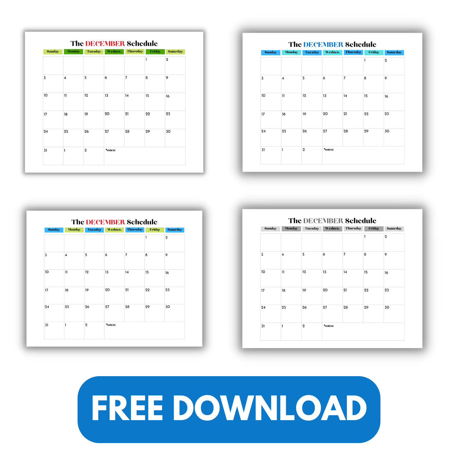 Printable Holiday Calendar For December