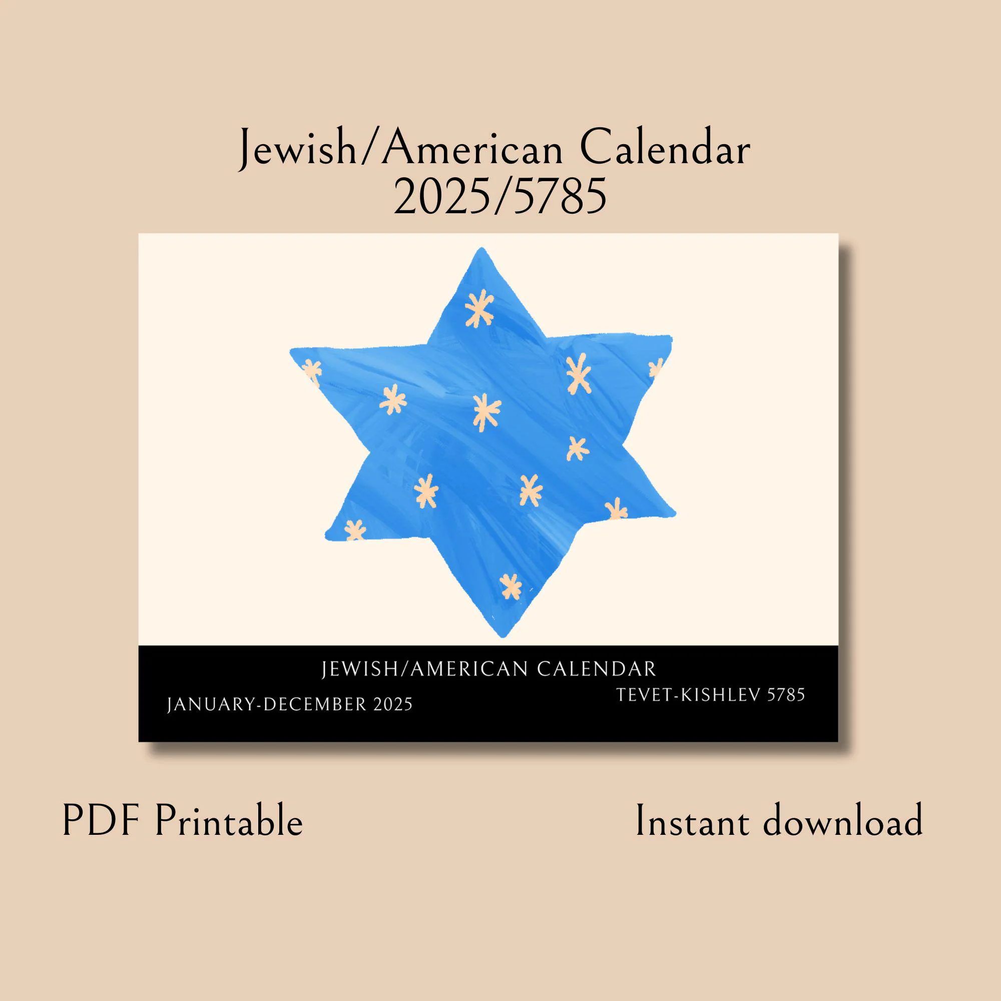 Printable Jewish Calendar 5785 Hebrew Calendar Religious Calendar 2025 Jewish Calendar 2025 Gregorian Calendar Pdf Jewish Calendar Etsy
