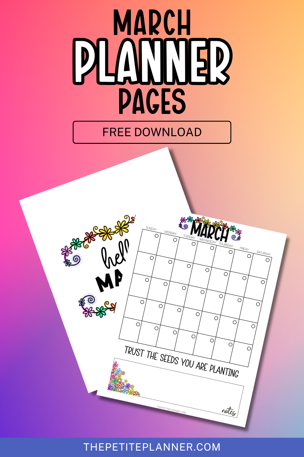 March Printable Calendar Free