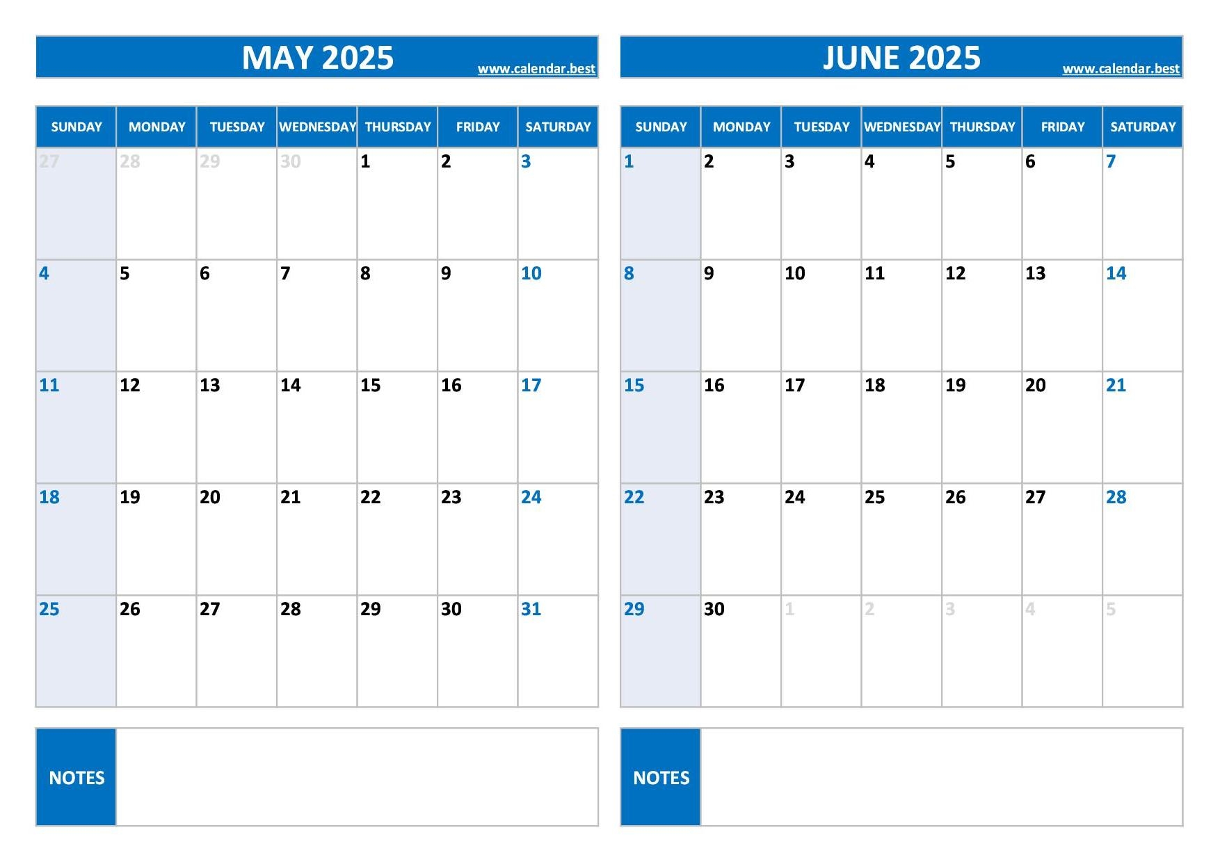 Printable May And June 2025 Calendar Free PDF JPG Downloads