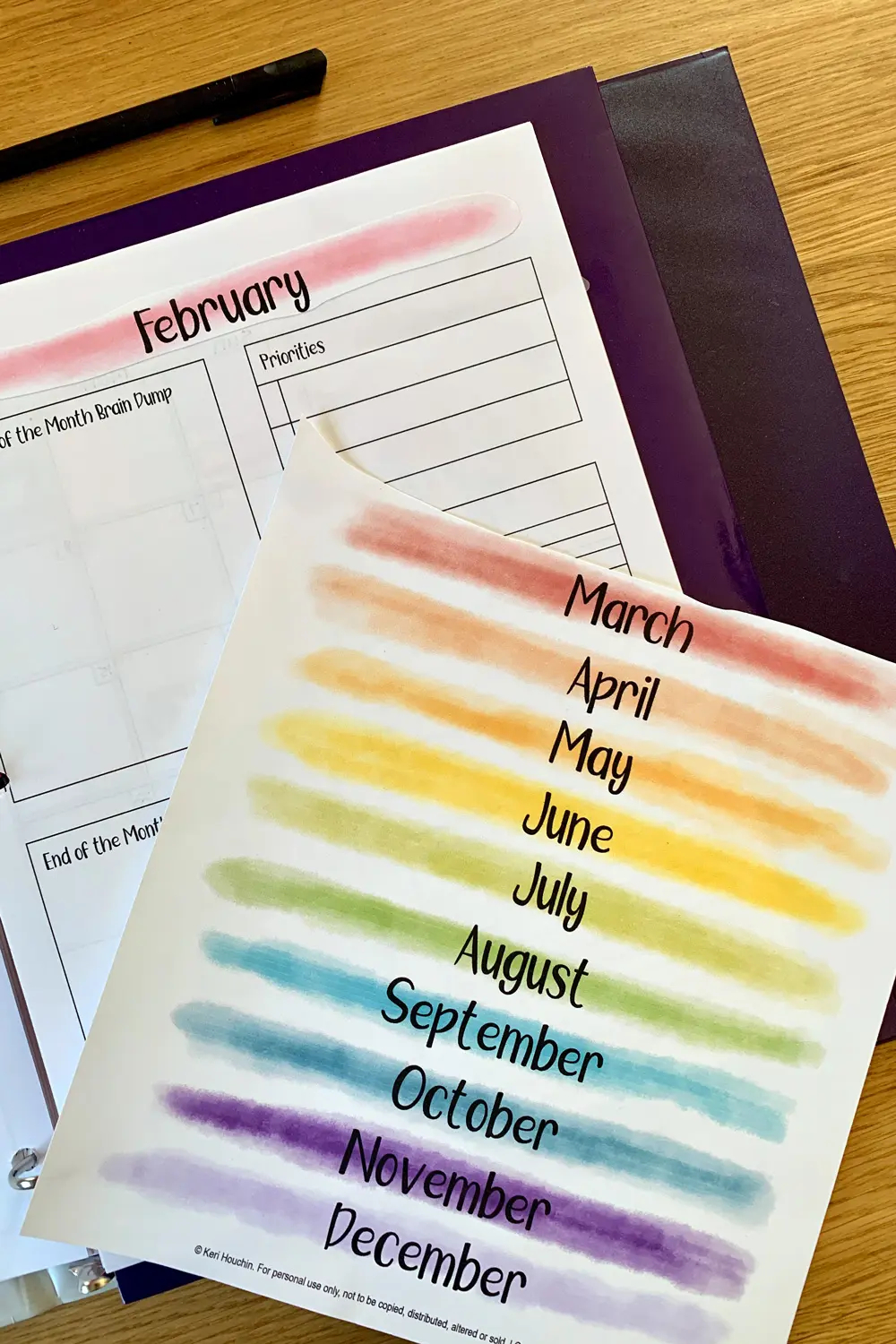Printable Month Name Planner Stickers