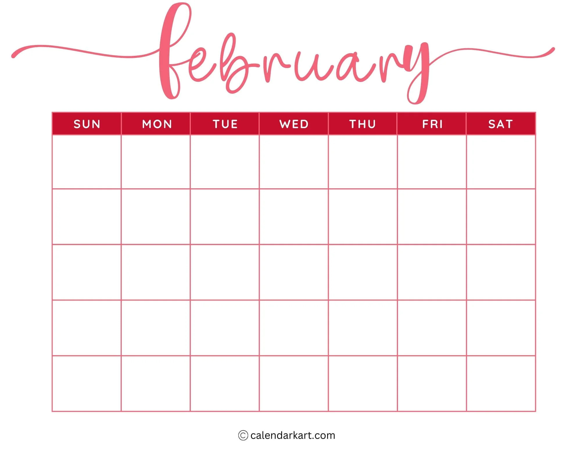 Blank Calendar Monthly Printable