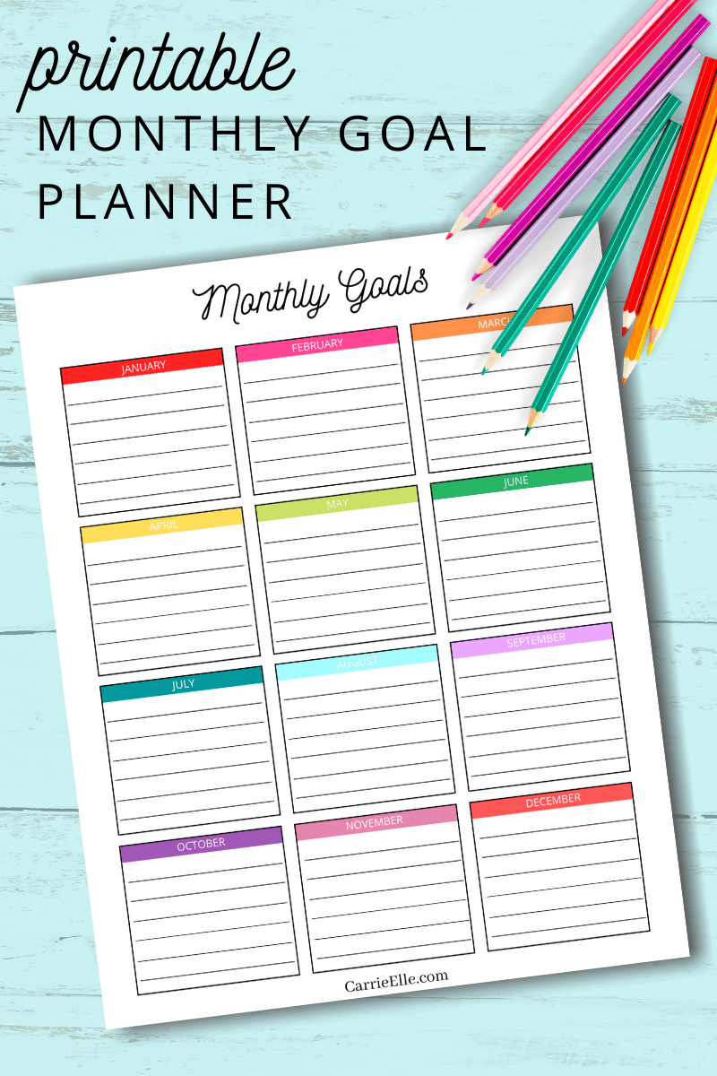 Monthly Printable Calendar Goals