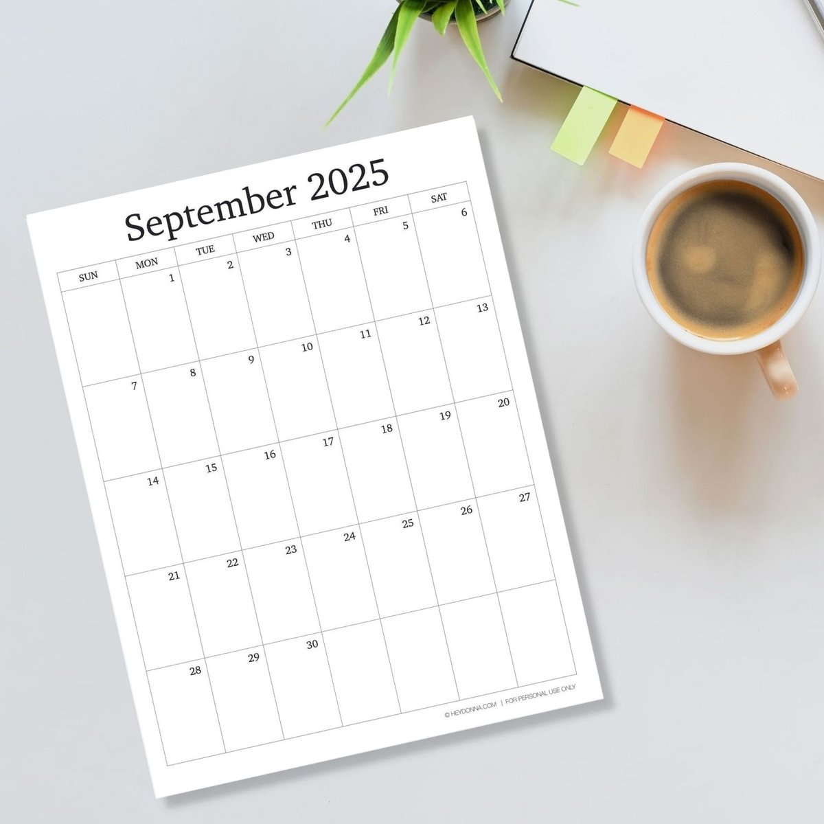 September Calendar Printable
