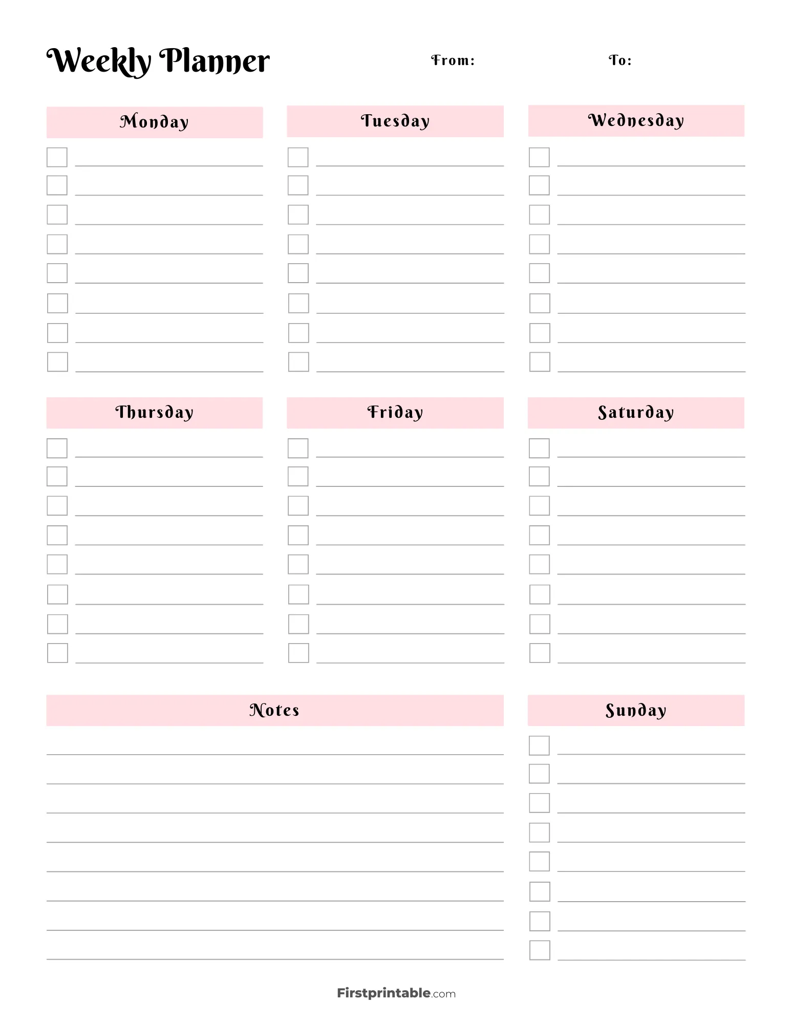 Printable To Do Calendar